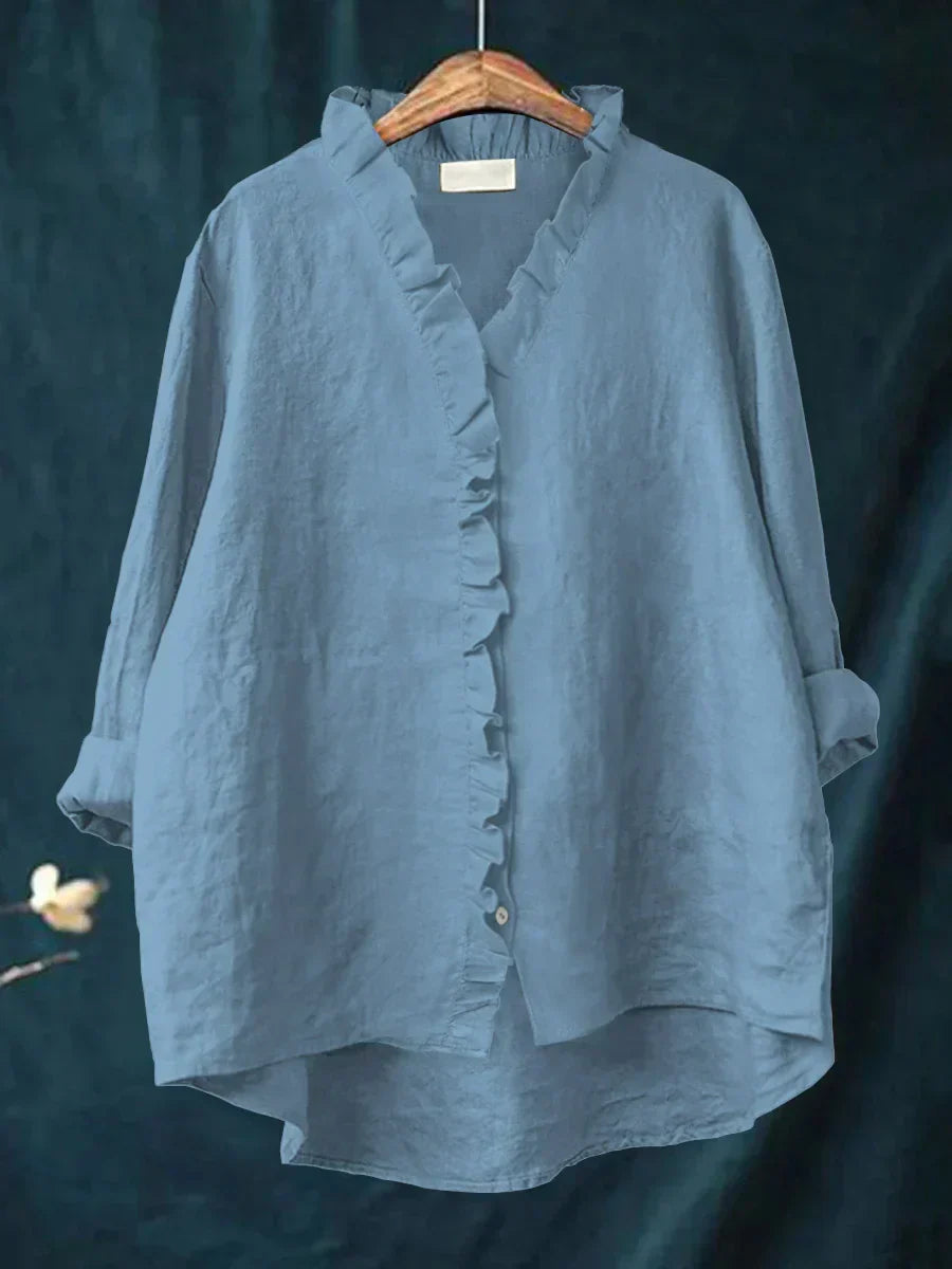Charlotte | Ruffle Linen Blouse