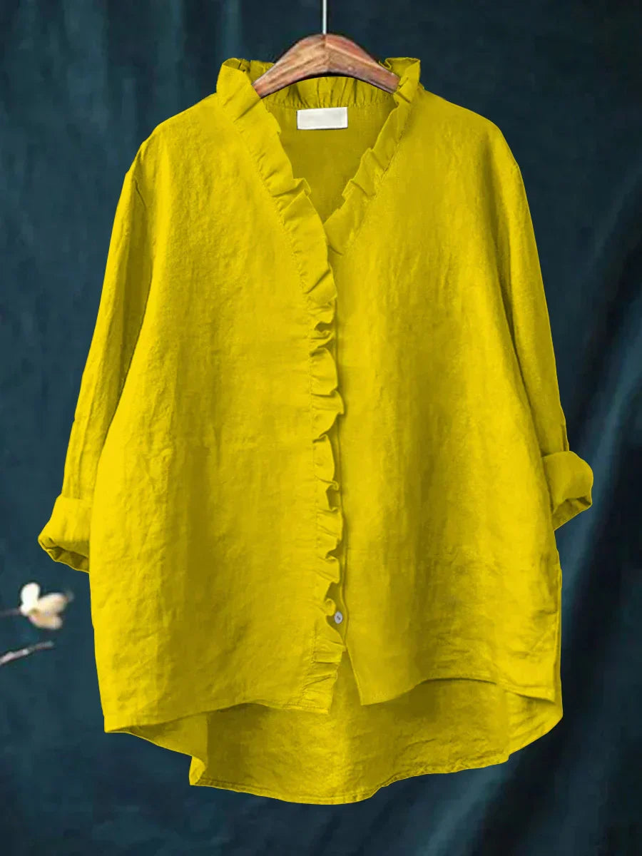 Charlotte | Ruffle Linen Blouse