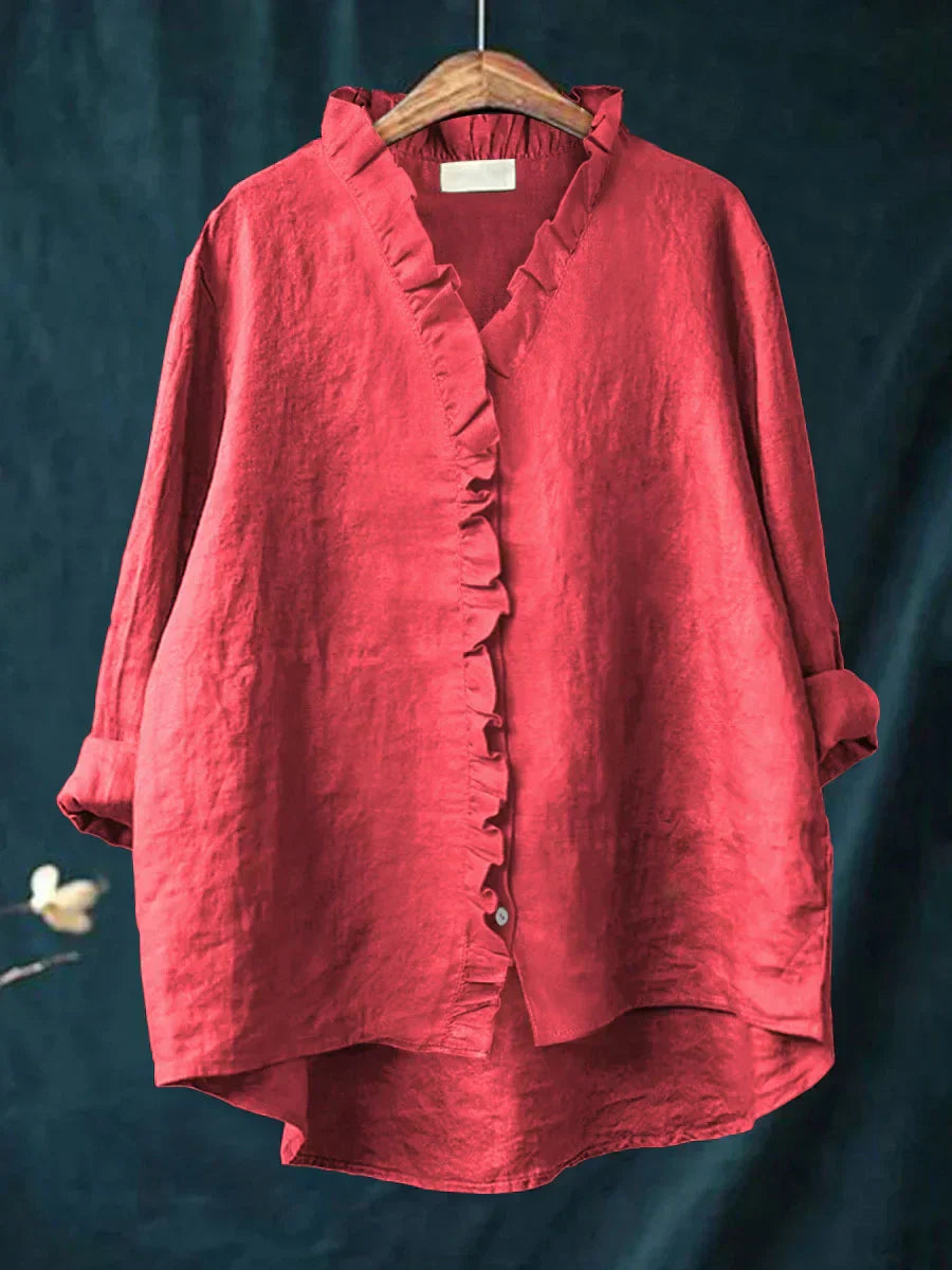 Charlotte | Ruffle Linen Blouse