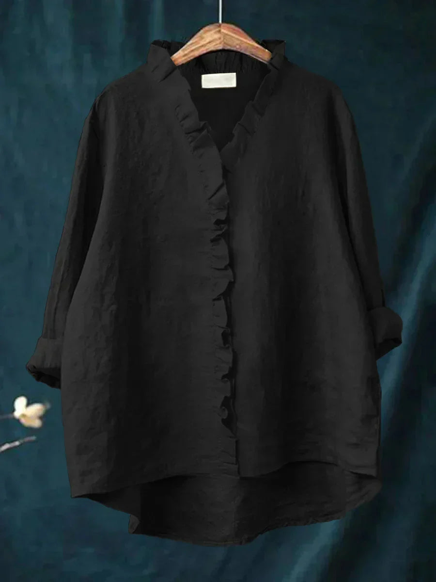 Charlotte | Ruffle Linen Blouse